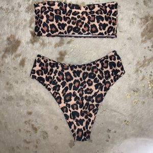 Leopard high cut cheeky bikini